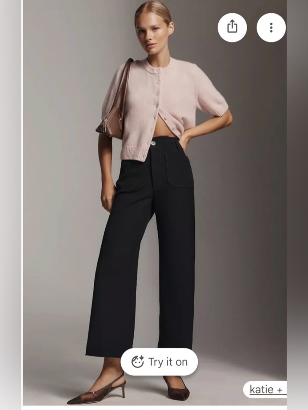 Anthropologie Maeve Black Wide-Leg Cropped Pants | Size 31 |